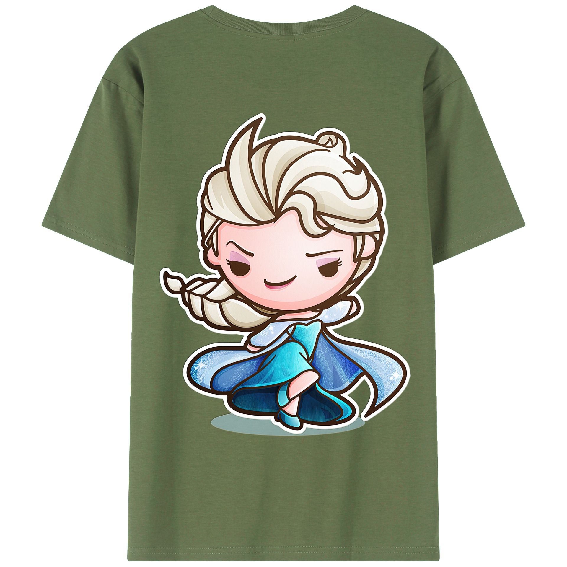 （画像用） アナと雪の女王 アンナ エルサ Frozen Anna Elsa 綿100％ メンズ半袖Tシャツ（バックプリント） 通気性